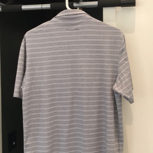 Travis Mathew Gray Polo Golf Shirt with Classic Stripes - Picture 4 of 4